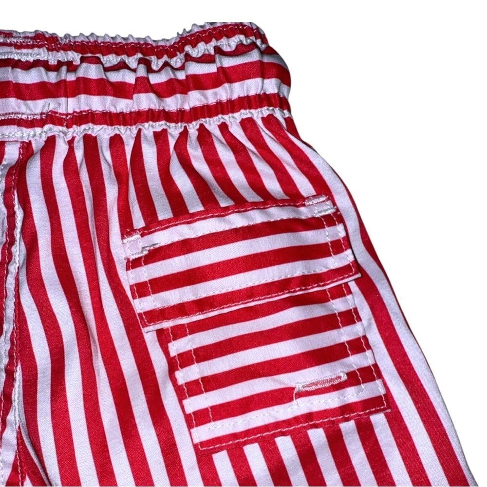 Dondolo Baby Boys Red White Stripe Swim Trunks 18M Lined Drawstring Patriotic - Picture 4 of 8